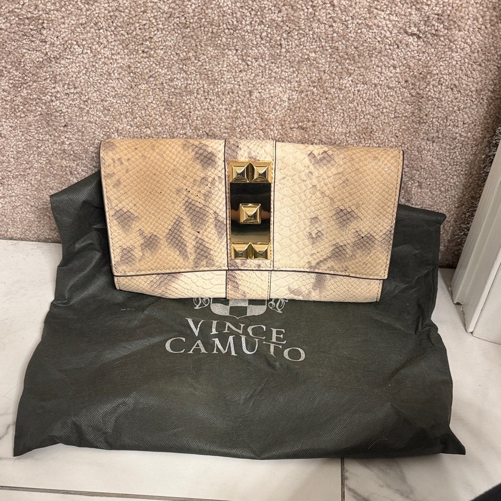 Vince Camuto Gold and Brown Clutch